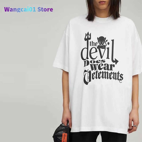 

wangcai01 men's t shirts 2022 tter printing the devil does wear vetents men women casual coup streetwear o neck cotton new vtm tee 0217, White;black