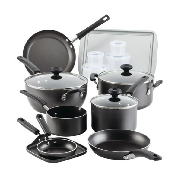 

farberware 20 pc easy clean aluminum nonstick cookware pots and pans set