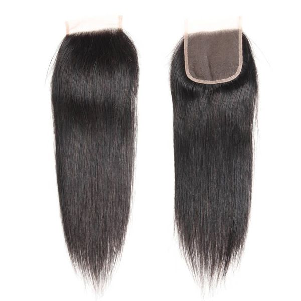 

flash sale light brown lace 4x4 lace closure straight 150% density, Black