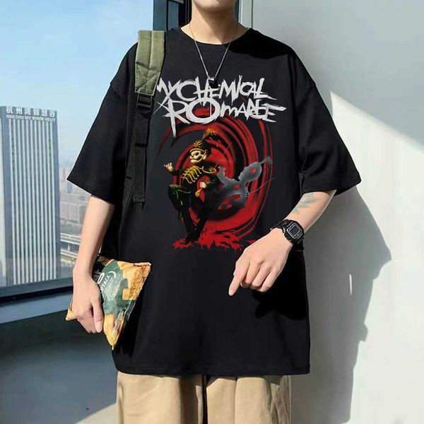 

men's t-shirts fashion men women vintage gothic hip hop tee branded rock band my chemical romance the black parade t shirts man oversiz, White;black
