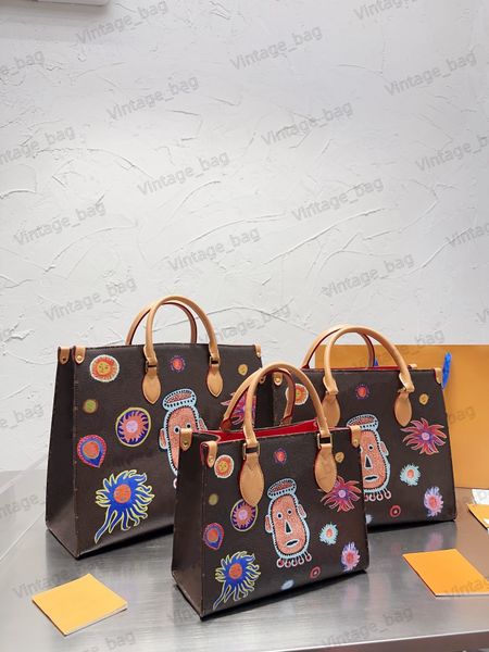 

onthego bag yayoi kusama tote pumpkin monograms colorful women's designer speedy shoulder bags handbag crossbody 3 sizes