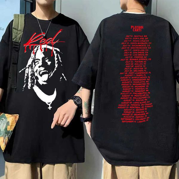 

men's t-shirts heavyweight playboi carti men women fashion casual hip hop tshirt music album whole lotta red print tshirt male cotton t, White;black