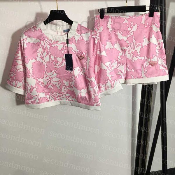 

two piece dress designer triangle badge tracksuits women summer breathable tracksuit short sleeve sport outfit outdoor running sportwear odg, White