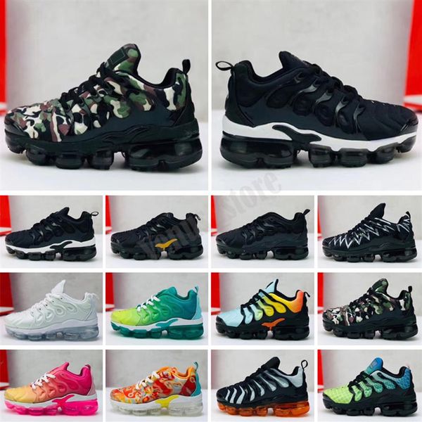 

new kids tn plus baby boy girl children athletic shoes fashion designer sneaker outdoor black white multi camouflage running shoes210b