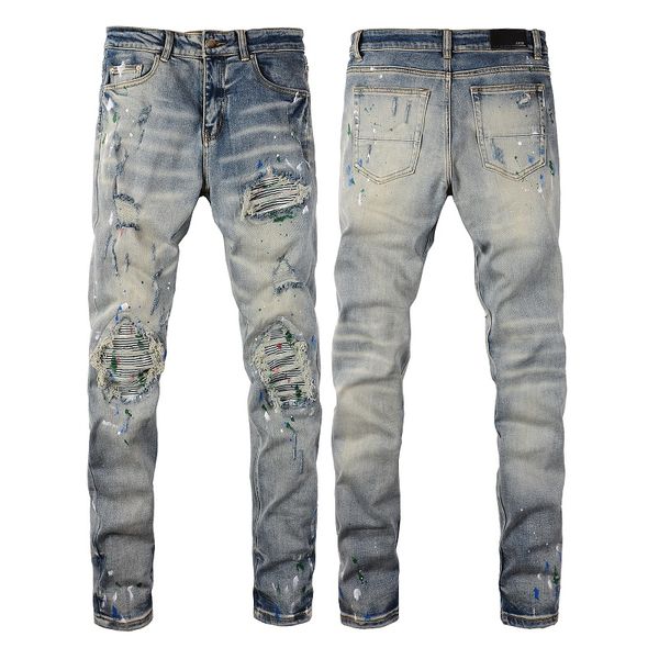 

2023 new arrivals amirs mens luxury designer denim jeans holes trousers amiri jean coolguy biker pants man clothing #883, Blue