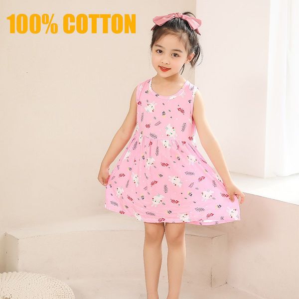 

girls dresses girl dress 100% cotton kids summer clothes children flower sleeveless cloth princess party fashion outfit clothing 230217, Red;yellow