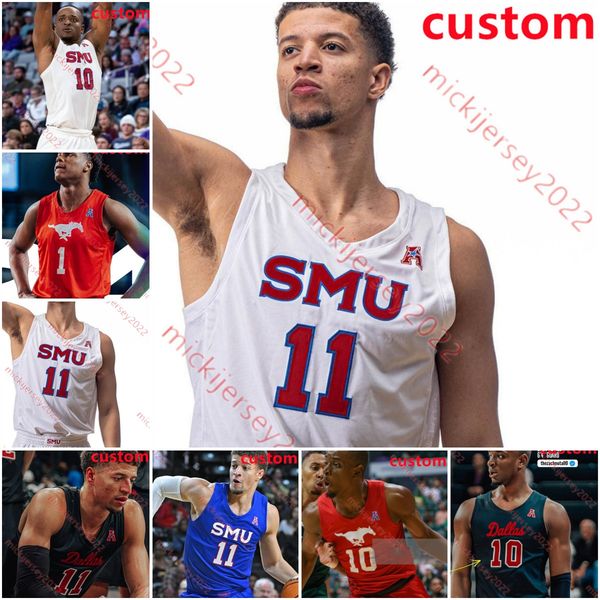 

college basketball wears custom stitched smu mustangs jersey zhuric phelps jalen smith stefan todorovic mo njie xavier foster jackson young, Black