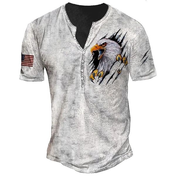 

men's t-shirts vintage american button v-neck us flag short sleeve gothic for oversized ops ee punk streetwear 230217, White;black