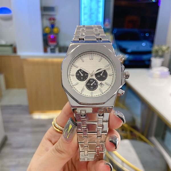 

watch mens watch quartz movement sports wristwatch 43mm stainless steel strap sapphire waterproof orologio di lusso wristwatches business wa, Slivery;brown