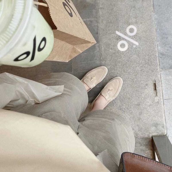 

italy designer shoes loropiana women's shoes 23 autumn style leather lp loafer shoes with soft soles british style and lazy casual shoe, Black;white