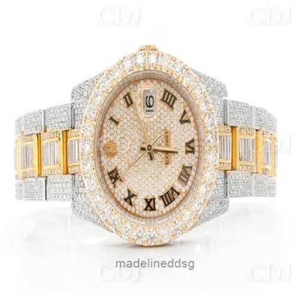 

fashion iced out watchesmens wrist luxury round cut lab grown watch wholesale hip hop rapper watcfor men n2ok, Slivery;golden