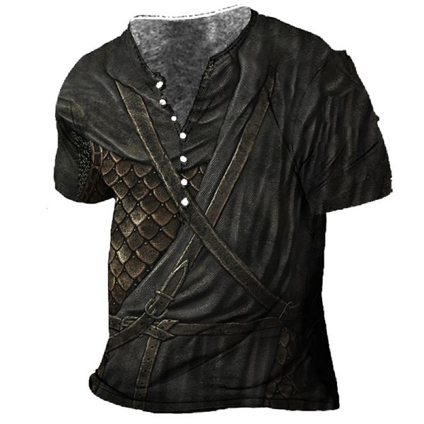 

men's t-shirts funny shirt retro t-shirt v-neck armor print clothes street sweater cotton short-sleeved oversized male 5xl 230217, White;black