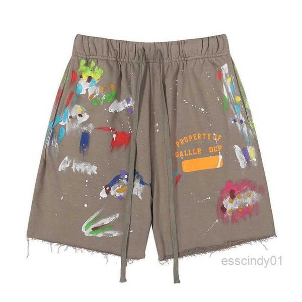 

men's shorts american fashion brand galleryes depts hand-painted splash printing pure cotton terry fog high street 5-point casualoeqz, White;black