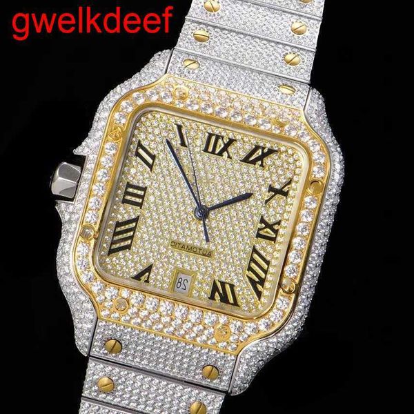 

wristwatches luxury custom bling iced out watches white gold plated moiss anite diamond watchess 5a replication mechanical sifb, Slivery;golden