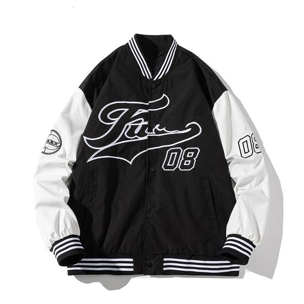 

mens jackets streetwear baseball men women varsity japanese letter embroidery patchwork spring autumn couples clothes 230216, Black;brown