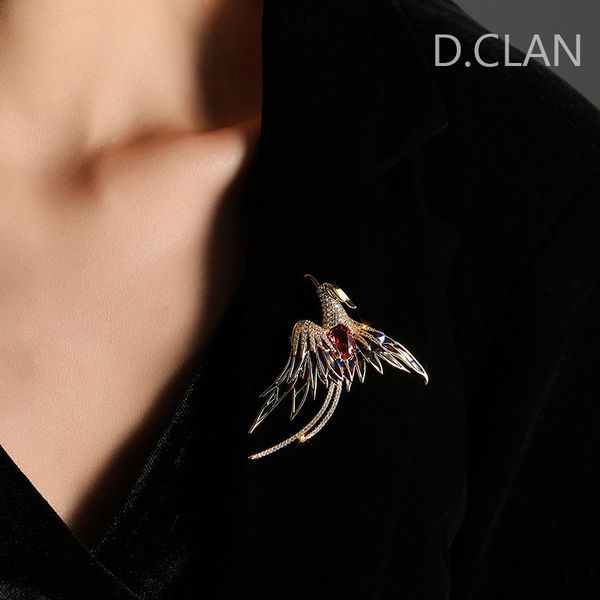 

pins brooches dclan phoenix color zircon animals bird brooch suit dress coat sweater accessories ethnic style fashion jewelry 230216, Gray