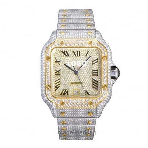 

fashion iced out watchesmens wrist luxury round cut lab gr 7qgx, Slivery;golden