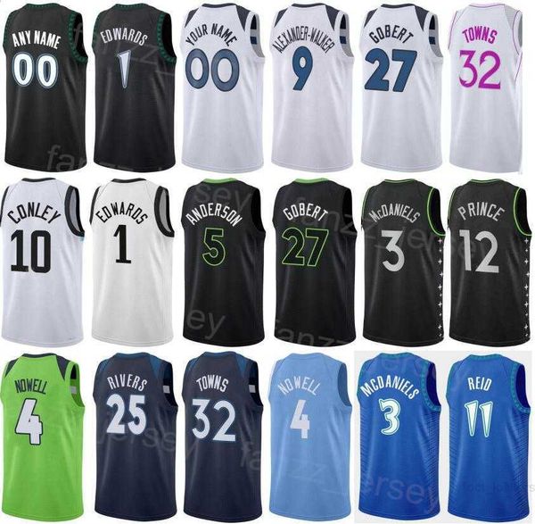 

print city earned basketball mike conley jersey 10 anthony edwards 1 rudy gobert 27 jaden mcdaniels 3 naz reid 11 bryn forbes 10 taurean pri, Black;red