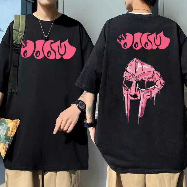 

men's t-shirts singer mf doom madlib madvillain graphic print tshirts short sleeve men women oversized cotton tees male loose hip hop t, White;black