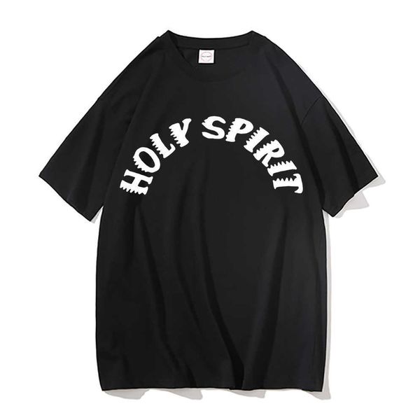 

men's t-shirts holy spirit graphic print tshirt man pure cotton t shirts fashion brand mens tee shirt men women casual oversized tshir, White;black
