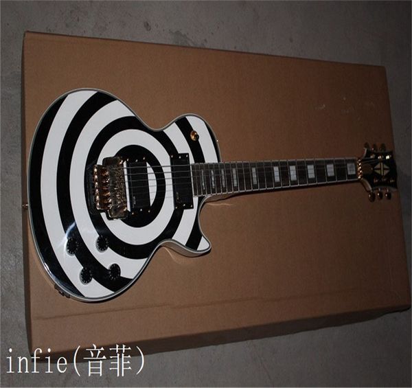 

guitar custom zakk wylde emg pickups electric guitar silver & black guitar