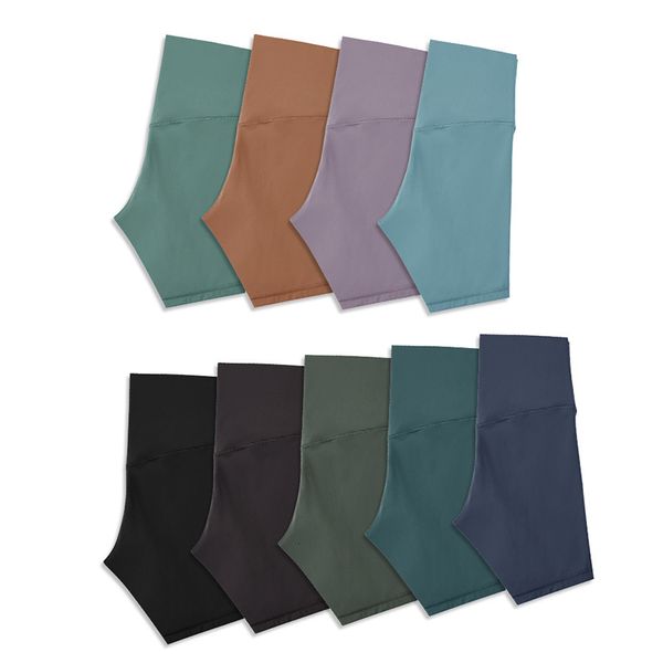 

women's shorts no front seam high waist yoga lu 6'' inseam fitness athletic workout running with inner pocket gym wear 230216, White;black