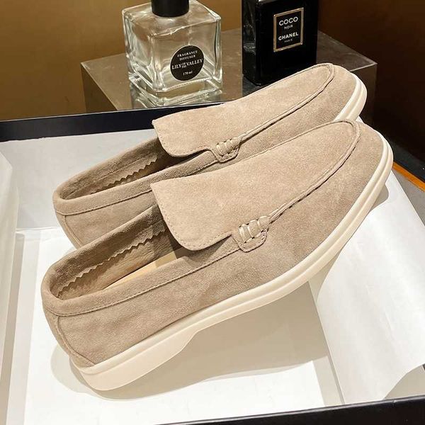 

italy designer shoes loropiana lp doudou shoes men's 2023 new casual flat lazy shoes british comfortable versatile matte loafer shoes f, Black;white