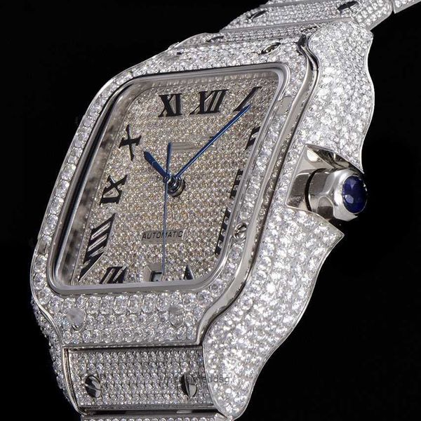 

fashion iced out watchesmens wrist luxury round cut lab grown watch wholesale hip hop rapper watcfor men ufjw, Slivery;golden