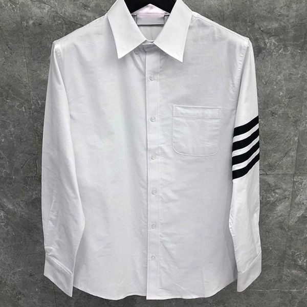 

tb thom shirt spring autunm fashion brand men's clothing black 4-bar striped casual cotton oxford slim wholesale, White;black