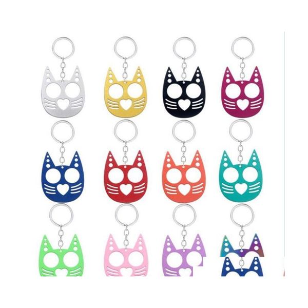 

keychains lanyards party favor cute cat self defense keychain bottle opener emergency metal broken windows tools keyring car keych dhfdy, Silver