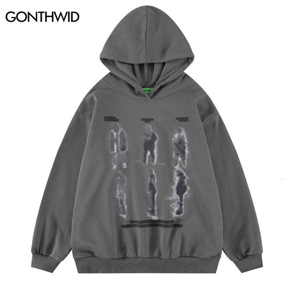 

mens hoodies sweatshirts hip hop hoodie sweatshirt streetwear shadow graphic print punk gothic pullover hooded harajuku casual cotton 230216, Black