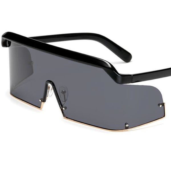 

polarized sunglasses siamese lens sun glasses oversize frame anti-uv spectacles rivet eyeglasses goggles, White;black