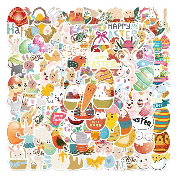 

100pcs cute easter stickers kawaii cartoon funny rabbit egg animal decals for kids gift water bottles lapscrapbooking car bike decal luggage