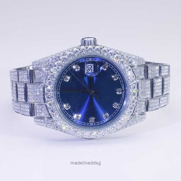 

fashion iced out watchesmens wrist luxury round cut lab gr w49w, Slivery;golden