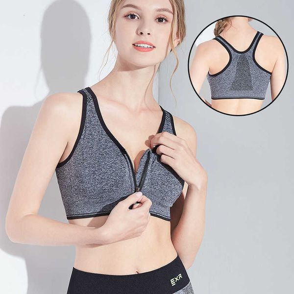 

outdoor bra sports underwear women's running yoga vest zipper shockproof gathered fitness beautiful back removable breast pad women, Red;black