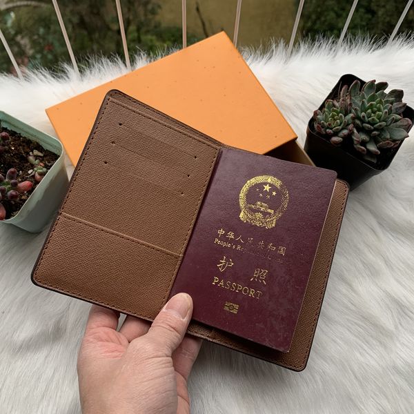 

women designer pu leather vintage passport holder men classic card holders tickets moneybag lady purse gift with box l001, Brown;gray