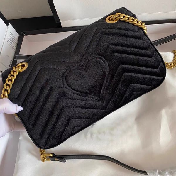 

women shoulder bags classic gold chain 26cm velvet bag heart style women bag handbag tote bags messenger handbags