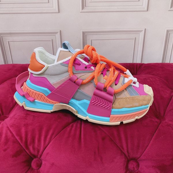 

2023 r mens causal shoes fashion woman leather lace up platform sole sneakers white men women 0502, Black