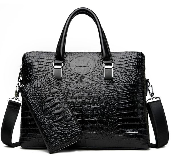 

briefcases mens brand pattern designer alligator pu leather handbag business office lapbag male vintage tote 230216