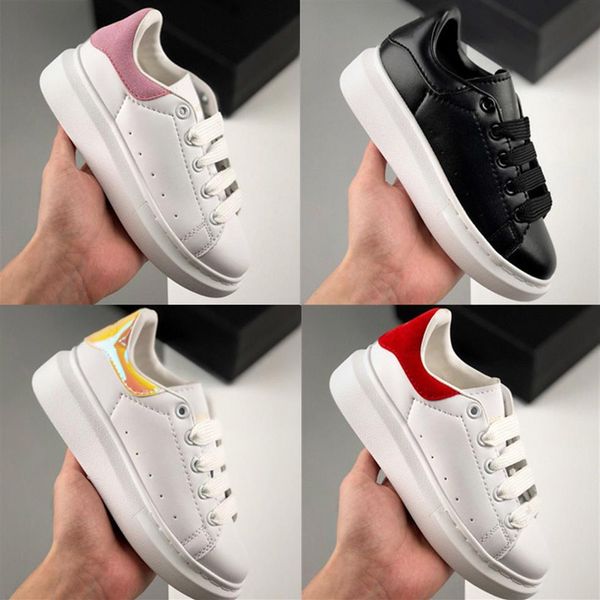 

2021 kids shoes for boy girls fashion leather sneakers 3m reflective black white velvet thick-soled flat height increasing kids ca259s