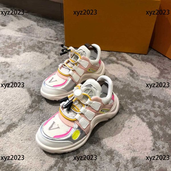 

kids dad shoe child clunky sneaker new listing box packaging complex design strong sense of hierarchy rubber spring children's size 26-, Black;red