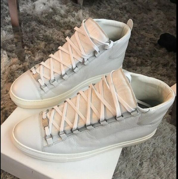 

new men's casual shoes classic genuine leather women's arena runner flats sneakers white male high shoe men fashion lace up traine, Black