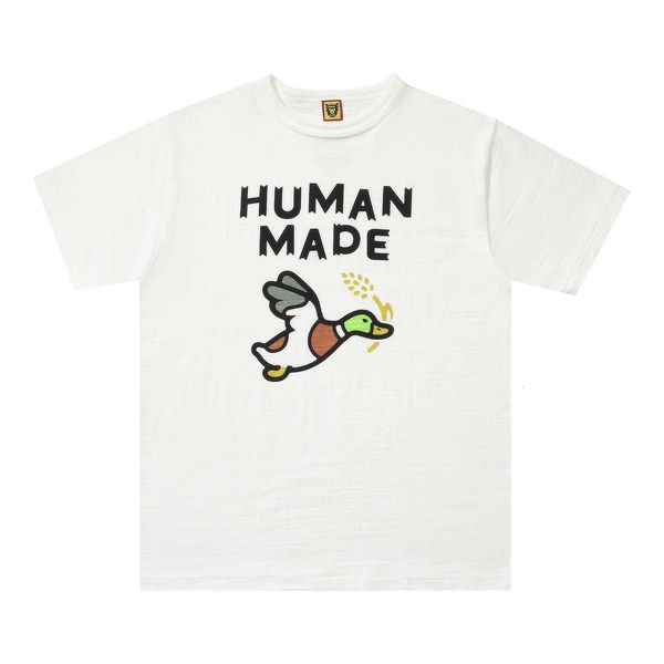 

made human american wild duck letter short sleeve t-shirt men's and women's summer couple national tide brand, White;black