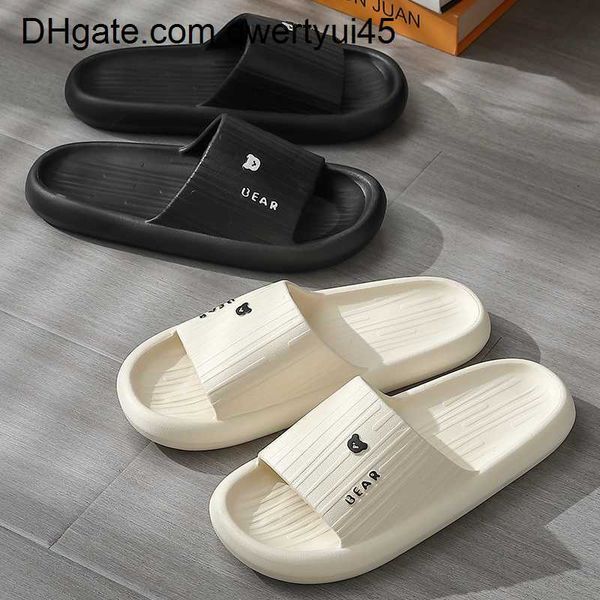 

qwertyui45 home shoes for men summer slippers eva cartoon simplicity indoor shoes men anti-slip shower indoor slippers 2023 new women shoes, Black