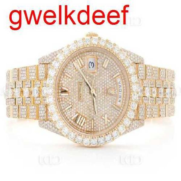 

wristwatches luxury custom bling iced out watches white gold plated moiss anite diamond watchess 5a replication mechanical 945w, Slivery;golden