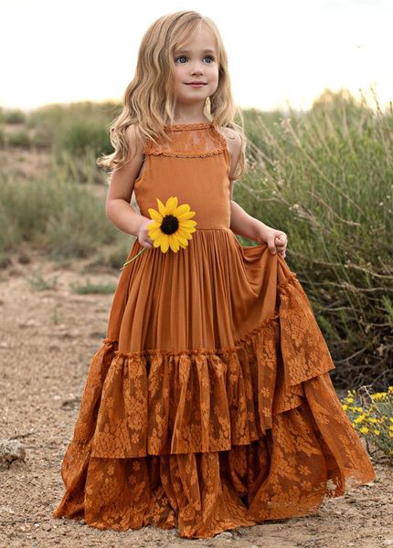 

girls dresses princess lace cotton long baby kids flower girl wedding birthday party vestidos children clothing for 315 years 230217, Red;yellow