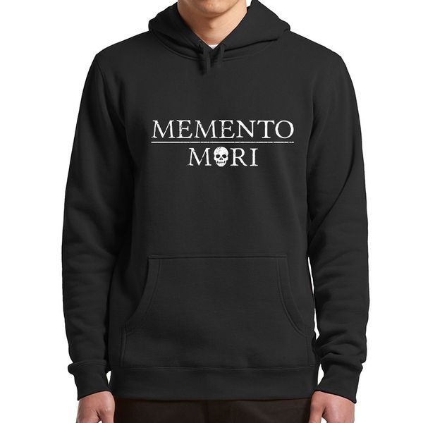 

mens hoodies sweatshirts memento mori hoodie remember death vintage retro simple letter desgin with skull horror halloween essential winter, Black