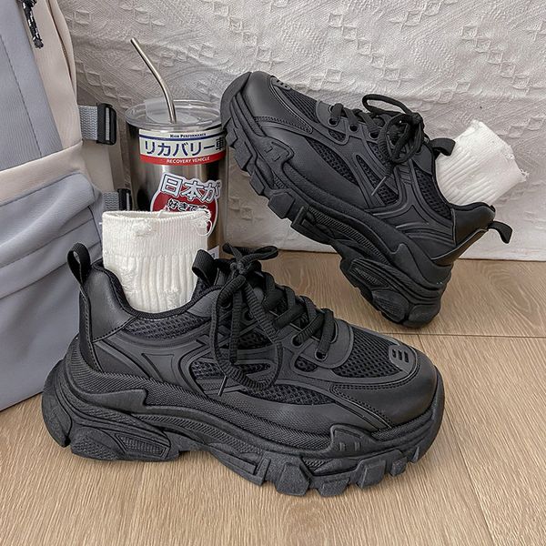 

dress shoes women's sneakers summer mesh breathable comfortable sports platform soft bottom casual women 230217, Black