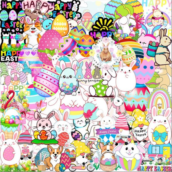 

50pcs happy easter bunny egg stickers kawaii cute cartoon funny rabbit animal decals for kids gift water bottles lapcomputer car bike decal