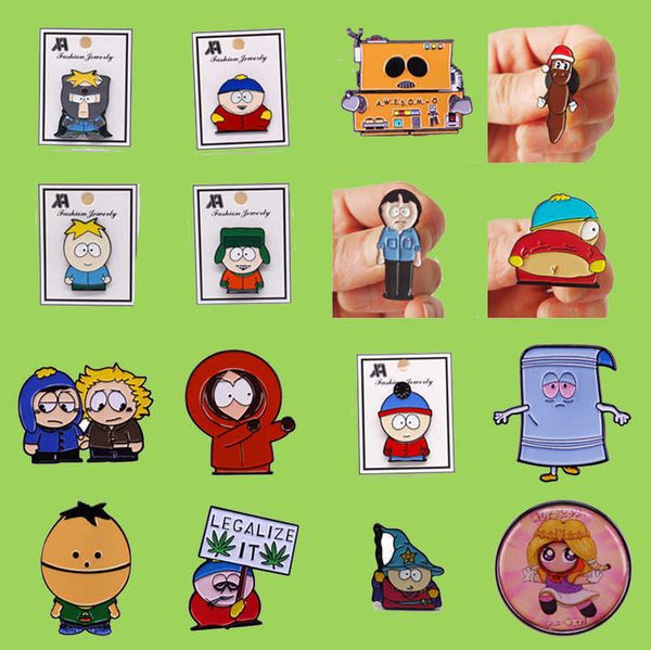 

other fashion accessories europe and america souths park comedy cartoon characters creative brooch clothes lapel pins bags jeans badge jewel, Silver